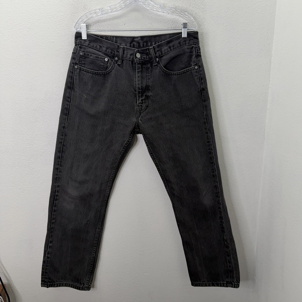 Levi's 505 Jeans Men 34x30 Black Washed Denim Straight Fit Cotton